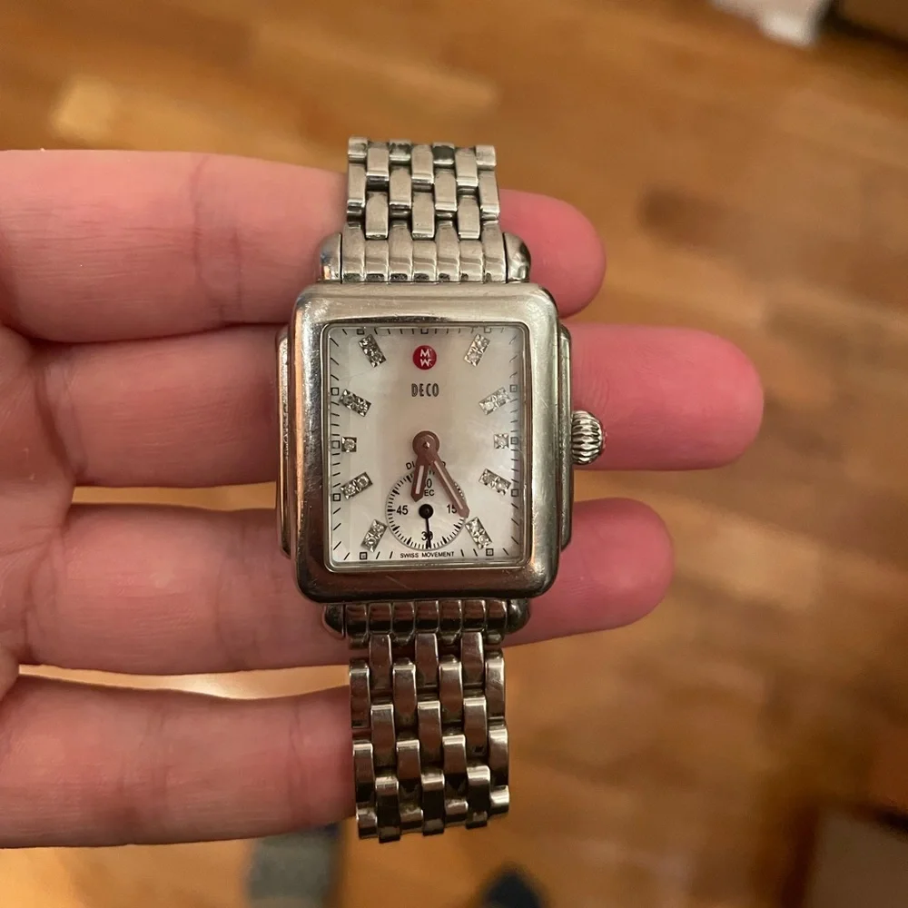 MICHELE Deco Mid Stainless Diamond Dial Watch - Picture 1 of 2